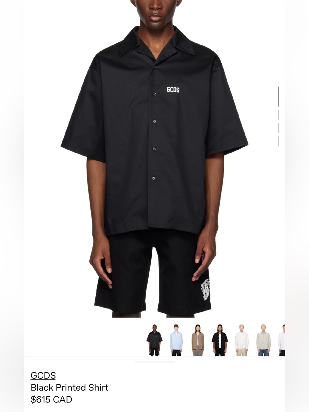 GCDS Black Short-Sleeve Collared Button Shirt